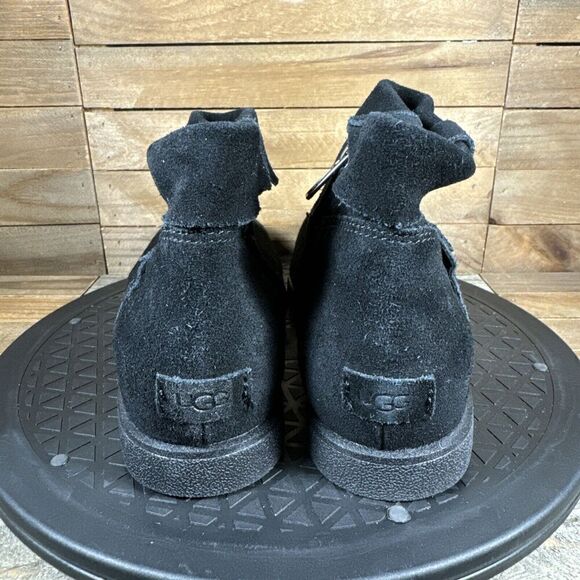 UGG WomanS Size 7 Black Josefene Cuff Suede Ankle Casual Zip Up Boots - Picture 4 of 10